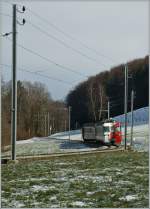 Der TPF Be 4/4 N 152 mit seinem Bt 255 erreicht auf seiner Fahrt nach Palzieux Remaufens. 
12. Januar 2013