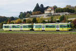 trans N
transports publics neuchâtelois
Am Sonntag den 27. Oktober 2019
hiess es
Journée d'adieu aux rames Littorail.
Während 38 Jahren prägten diese eleganten Triebzüge das Bild der Transports Régionaux Neuchâtelois (TRN). Nun werden sie durch die ehemaligen Triebzüge der Trogener Bahn ersetzt die im Appenzellerland nicht mehr gebraucht werden.
Foto: Walter Ruetsch   