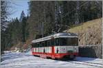 Der cmn / TRN /TransN BDe 4/4 N° 3 auf seiner kurzen Fahrt nach Le Locle bei der Haltestelle Les Frêtes.