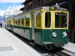 WAB - Zahnrad Pendelzug mit Steuerwagen Bt 213 und Triebwagen BDeh 4/4  115 im Bahnhof der Kleinen Scheidegg am 16.06.2007