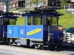 WAB - Zahnrad Rangier und Gterlok  He 2/2 32 im Bahnhof von Lauterbrunnen am 02.09.2007