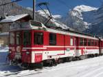 zb - Zahnrad Triebwagen BDeh 4/4 7  im Bahnhof von Engelberg am 15.02.2009