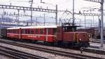 Schmalspur Rangierverkehr mit Wagen der LSE am 27.3.1990 im Bahnhof Luzern!
