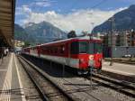 Der Meiringer Dispopendel war heute als Regio Zwischen Meiringen und Interlaken Ost im Einsatz, an der Spitze des Pendels ist der ABt 926, Meiringen, 16.07.2014.