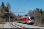 RABe 526 059 am 7. April 2018 als S4 Ringzug im Uhrzeigersinn bei der Einfahrt Mogelsberg.