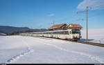 SOB RBDe 561 084 und Schwestertriebwagen mit VAE am 24. Februar 2019 bei Rothenthurm. Fast das gesamte Rollmaterial des VAE steht per Ende 2019 zum Verkauf - ab dann übernehmen die neuen Traverso-Triebzüge die Linie.