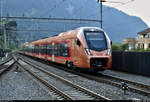 Fast genau ein Jahr zuvor bei der InnoTrans 2018 in Berlin abgelichtet, heute im Planeinsatz:
RABe 526 101-1 (Stadler FLIRT | TRAVERSO) der Schweizerischen Südostbahn AG (SOB) als VAE 2035  Voralpen-Express  von Luzern (CH) nach St. Gallen (CH) erreicht den Bahnhof Arth-Goldau (CH) auf Gleis 5.
Aufgenommen am Ende des Bahnsteigs 6/8.
[20.9.2019 | 18:13 Uhr]
