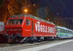 Die SOB (Sdostbahn) Re 456 094-2  Herisau   im Vgele Shoes Design ist am 29.09.2012 (3:30 Uhr) mit dem Voralpen Express in Luzern abgestellt.