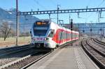 Die Neue S-Bahn St.Gallen(23 Linien)SOB Zug der Linie 4 nach Uznach bei der Einfahrt in Sargans/SG.16.12.13