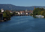 TUNNEL KINO IN DER LANDSCHAFT.
ABe 4/4 Nr. 11 (ABe 94 85 7 526 290, 1940, ehemals SOB) auf der Aarebrücke Solothurn am 24. August 2016.
Foto: Walter Ruetsch