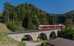 RABe 526 unterwegs auf der Rickenbahn kurz nach Kaltbrunn Richtung St. Gallen am 14.September 2016