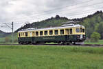 Der CFe 2/4 101 der ehemaligen SENSETALBAHN/STB auf Sonderfahrt am Muttertag vom 8. Mai 2022 bei Hermiswil.
Foto: Walter Ruetsch