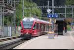 ABe 4/16 3103  Hortensia von Gugelberg  (Stadler ALLEGRA) der Rhätischen Bahn (RhB) als S1 von Schiers (CH) nach Rhäzüns (CH) steht im Bahnhof Reichenau-Tamins (CH) auf Gleis 4.
[10.7.2018 | 16:25 Uhr]