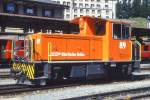 RhB - Tmf 2/2 89 am 21.08.1993 in St.Moritz - Strkerer Dieselmotor-Stationstraktor - bernahme: 23.09.1992 - RACO1990/Cummins - 331KW - Gewicht 24,00t - LP 7,50m - zulssige Geschwindigkeit
