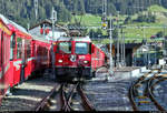 Unterwegs mit RE 1061 Landquart (CH)–Davos Platz (CH):  Ge 4/4 II 631  Untervaz  verlässt den Bahnhof Klosters Platz (CH) auf Gleis 2.