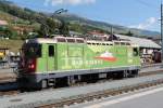 RhB Ge 4/4 II 630  Trun  100 Jahre Chur-Disentis beim Umsetzen ans andere Zugsende in Scuol-Tarasp. 30.08.2013