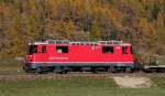 Rhb 614  Schiers  mit einem Güterzug bei Bever 29.10.14