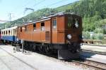 Jubilum,100 Jahre Chur-Disentis.Oldtimerlok Ge 4/6 353(SLM/MFO 1914)prsentiert sich hier in Ilanz.16.06.12