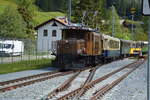 Ge6/6 I in Davos-Glaris vor dem regelmäßig verkehrenden Nostalgiezug 6.6.19