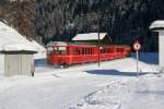 Ein Regionalzug Filisur - Davos mit der Ge 4/4 606 und BDt 1721 am 16.12.2007 zwischen Davos Glaris und Davos Frauenkirch.