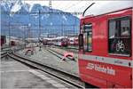 ABe 8/12 3507 und 3512 in Landquart. Im Vordergrund Steuerwagen 1753. (04.02.2017)