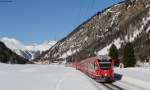 Tw 3514 mit dem R 1633 (St. Moritz-Campocologno) bei Pontresina Palü 8.3.14