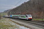 Lok 186 909-4 fährt Richtung Bahnhof Tecknau.