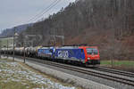 Doppeltraktion, mit den Loks 474 012-2 und 193 519-6, fährt Richtung Bahnhof Tecknau.