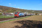 Die Br 193 462  Gallarate  fährt mit leeren Kesselwagen durch Cressier NE nach Cornaux. Der Zug kommt aus Hamburg Hohe Schaar. Am Nachmittag fuhr die Vectron dann mit vollen Wagen zurück nach Hamburg. 10.11.2022