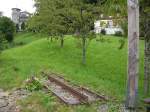 Das Wohl letzte Stck Gleis der BrMB (Brunnen Morschach Axenstein Bahn) hier in der Nhe von Morschach wird es als Erinnerung an diese Bahn, die von 1905 - 1969 ihren Dienst tat, ausgestellt.