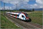 Zwischen Russin und Satigny ist der SBB LEX RABe 522 232 als SL5 Léman Express von La Plaine nach Genève unterwegs.