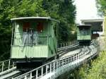 Funiculaire Fribourg,Neuveville-St.Pierre(1899)Der Antrieb erfolgt mit  Abwasser  Ballastantrieb.Tankinhalt 3000 ltr.pro  Wagen.Streckenlnge 121m,Hhenunterschied 60m.Fribourg 26.08.08