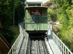 Funiculaire Fribourg. Le Funi  wie es auch genannt wird,auf Talfahrt.Fribourg 26.08.08