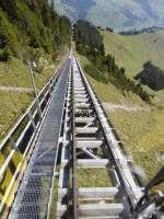 Niesen Bahn - Blick von Wagen 3 auf den Obere Linienabschnitt am 23.09.2014