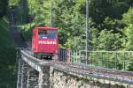 Ein Wagen auf der Talfahrt in der 1.Sektion 2118m länge mit max.66% Steigung.28.05.15