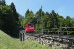 Ein Wagen auf der Talfahrt in der 1.Sektion 2118m länge mit max.66% Steigung.28.05.15