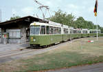 Bern SVB Tram 9 (SWS/BBC/SAAS Be 8/8 10) Guisanplatz am 29. Juli 1983. - Scan eines Farbnegativs. Film: Kodak Safety Film 5035. Kamera: Minolta XG-1.