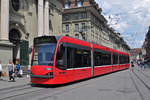 Be 4/6 Combino 756, auf der Linie 7, fährt zur Haltestelle beim Bahnhof Bern. Die Aufnahme stammt vom 22.05.2018.