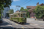 Betriebstag BERNMOBIL historique am 23. Juni 2019.<br>
Ce 4/4 145 und C4 311 in der Seftigenstrasse.