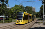 Be 6/8 671 als YB-Tram in Bern, Egghölzli am 11.08.2022.