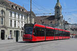 Be 6/8 Combino 764, fährt am 09.07.2024 als Dienstfahrt über den Bubenbergplatz.