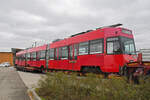 Am 12.11.2024 stehen die Vevey Trams 738 und 739 von Bernmobil verladen am Zoll in Rheinfelden und warten auf die Weiterfahrt nach Liwiw in der Ukraine.