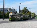 Bern - Tram Be 4/4 621 mit Beiwagen B 337 im Betriebsareal des neuen Depot im Pendledienst zischen der City Bern und dem neuen Tram Depot an der Bolligenstrasse aunlsslich eines Tages der ffen Tr am Sonntag 11.09.2011