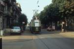 Bern SVB Tram 5 (Be 4/4 109) Pestalozzistrasse / Lenzweg (Haltestelle Pestalozzi) im Juli 1983.