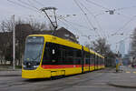 Be 8/10 TINA 4203, auf der Linie 10, fährt am 18.02.2025 zur Haltestelle am Bahnhof SBB. Aufnahme Basel.