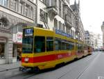 BLT - Strassenbahn Be 4/8 249 mit Anhnger unterwegs auf der Linie 17 in Basel am 15.03.2008