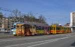 Be 4/8 mit der Betriebsnummer 238 mit dem B4 1320 und der Metro Boutique Werbung auf der Linie 17 bei der Heuwaage. Die Aufnahme stammt vom 27.03.2012.