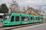 Be 6/8 Combino 319, auf der Linie 14,wartet an der Endstation in Pratteln.