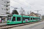 Be 6/8 Combino 305, auf der Linie 14, wartet an der Endstation in Pratteln. Die Aufnahme stammt vom 28.12.2017.