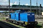 Basler Verkehrsbetriebe BVB.
Begegnung vom 1. Juni 2018 zwischen einem BVB Be 6/8 Flexity der Linie 8 und der ALSTOM 293 505-4 in Weil am Rhein.
Foto: Walter Ruetsch 